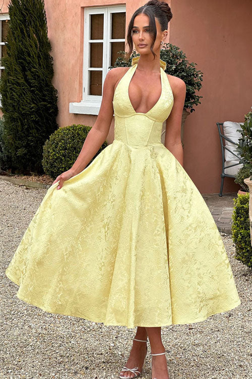 Damen Kleid | Halterneck A-Linie Midi