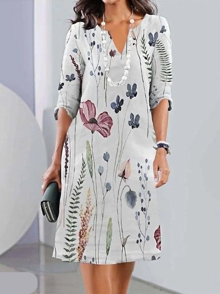 Damen Kleid | Blumenmuster Locker Casual