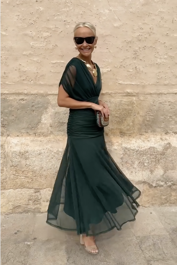Damen Kleid | V-Ausschnitt Fließendes Maxi