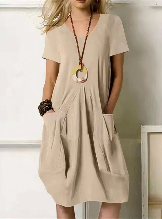 Damen Kleid | V-Ausschnitt Taschen