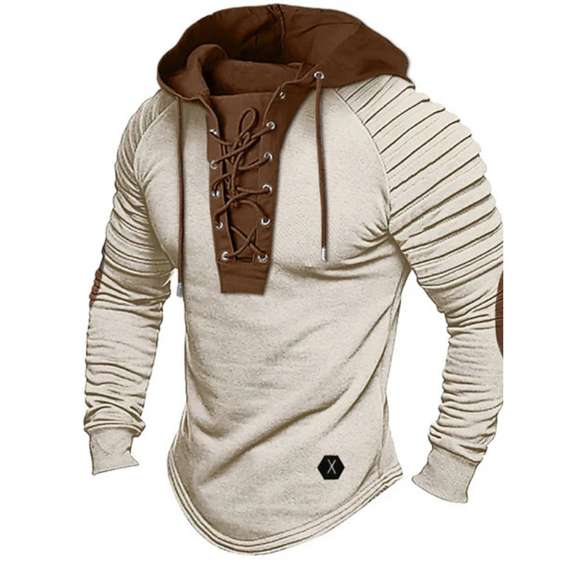 Pullover Herren mit Kapuze und Schnürkragen | Langarm