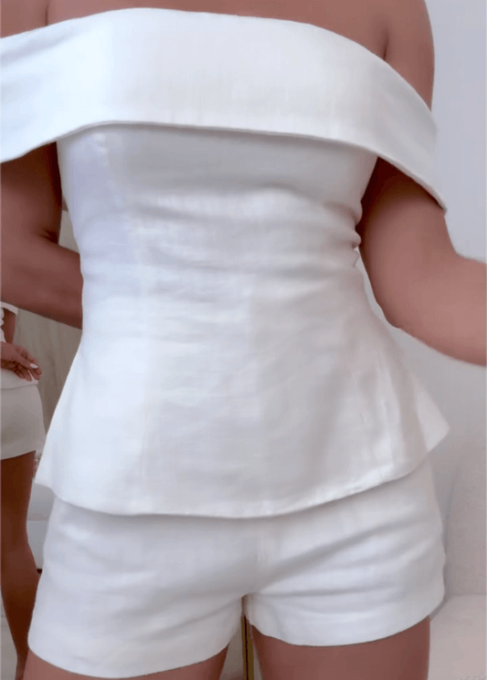 Damen-Zweiteiler | Schulterfreies Top und Shorts