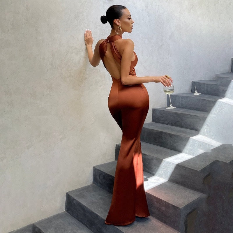 Damen Abendkleid | Halterneck Rückenfrei Maxi