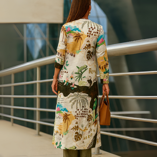 Damen Zweiteiler | Lange Bedruckte Bluse und Hose