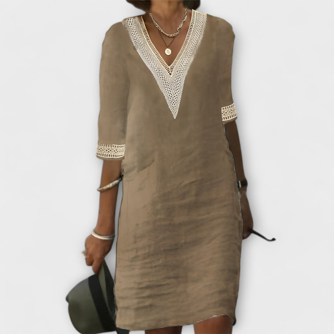 Damen Kleid | V-Ausschnitt Sommer 3/4-Arm