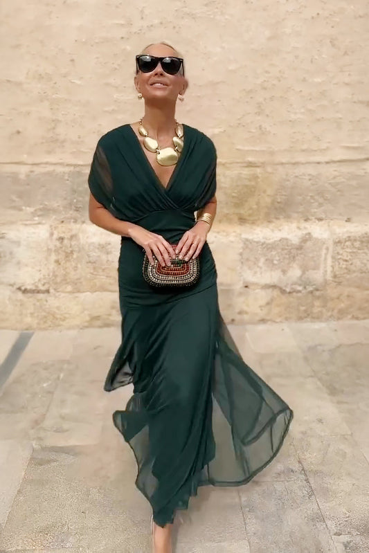 Damen Kleid | V-Ausschnitt Fließendes Maxi