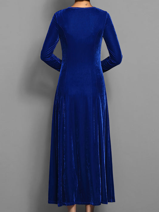 Damen Kleid | Rundhals Langarm Maxi