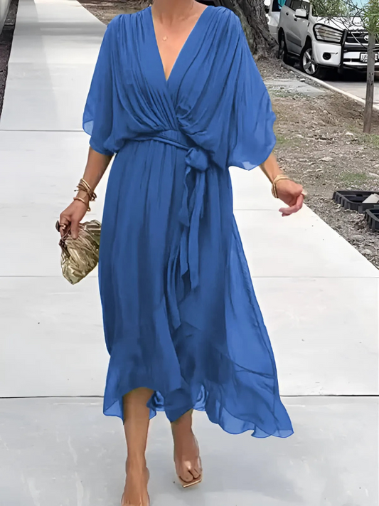 Damen Kleid | Wickel Bindegürtel Midi