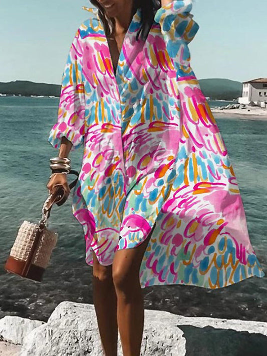Damen Kleid | Print Lockeres Sommer Midi
