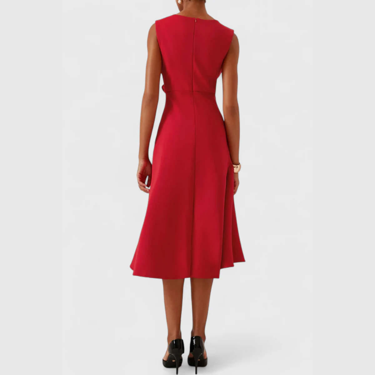 Damen Kleid | Ärmellos Drapiert Midi