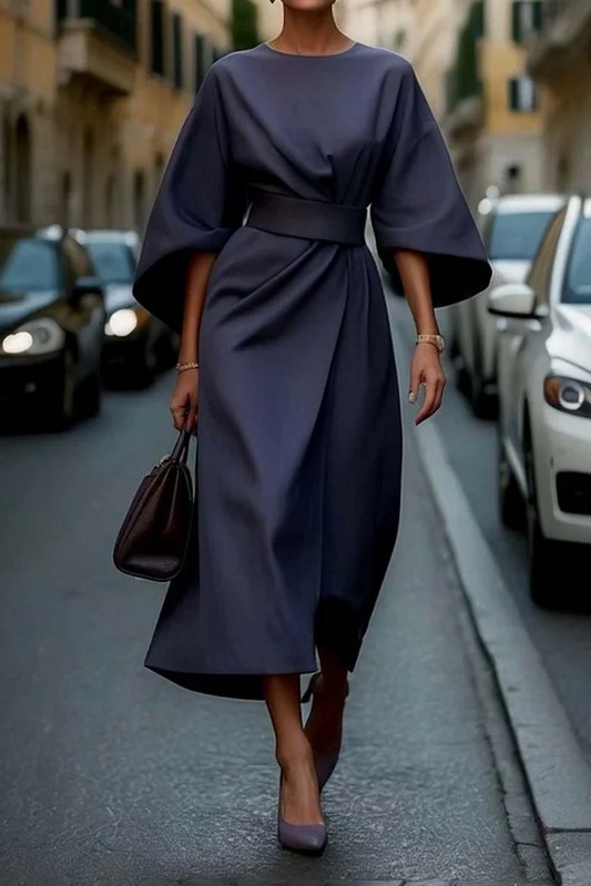 Damen Kleid | Gürtel Fledermausärmel