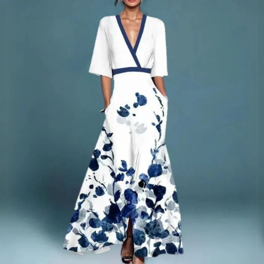 Damen Kleid | V-Ausschnitt Bedruckt Maxi
