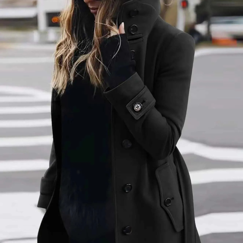 Damen Mantel | Langes Stehkragen Design