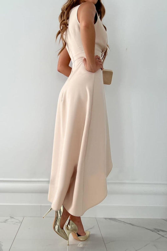 Damen Abendkleid | V-Ausschnitt Ärmellos Midi