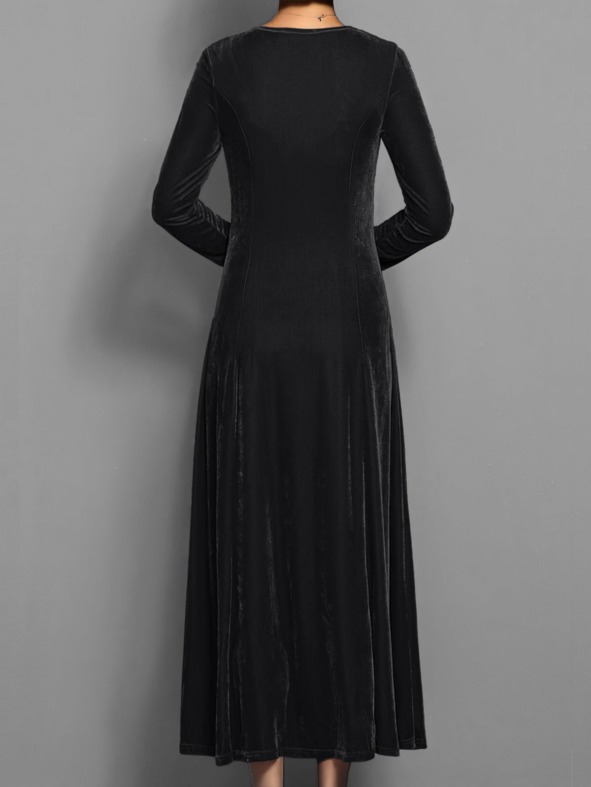 Damen Kleid | Rundhals Langarm Maxi