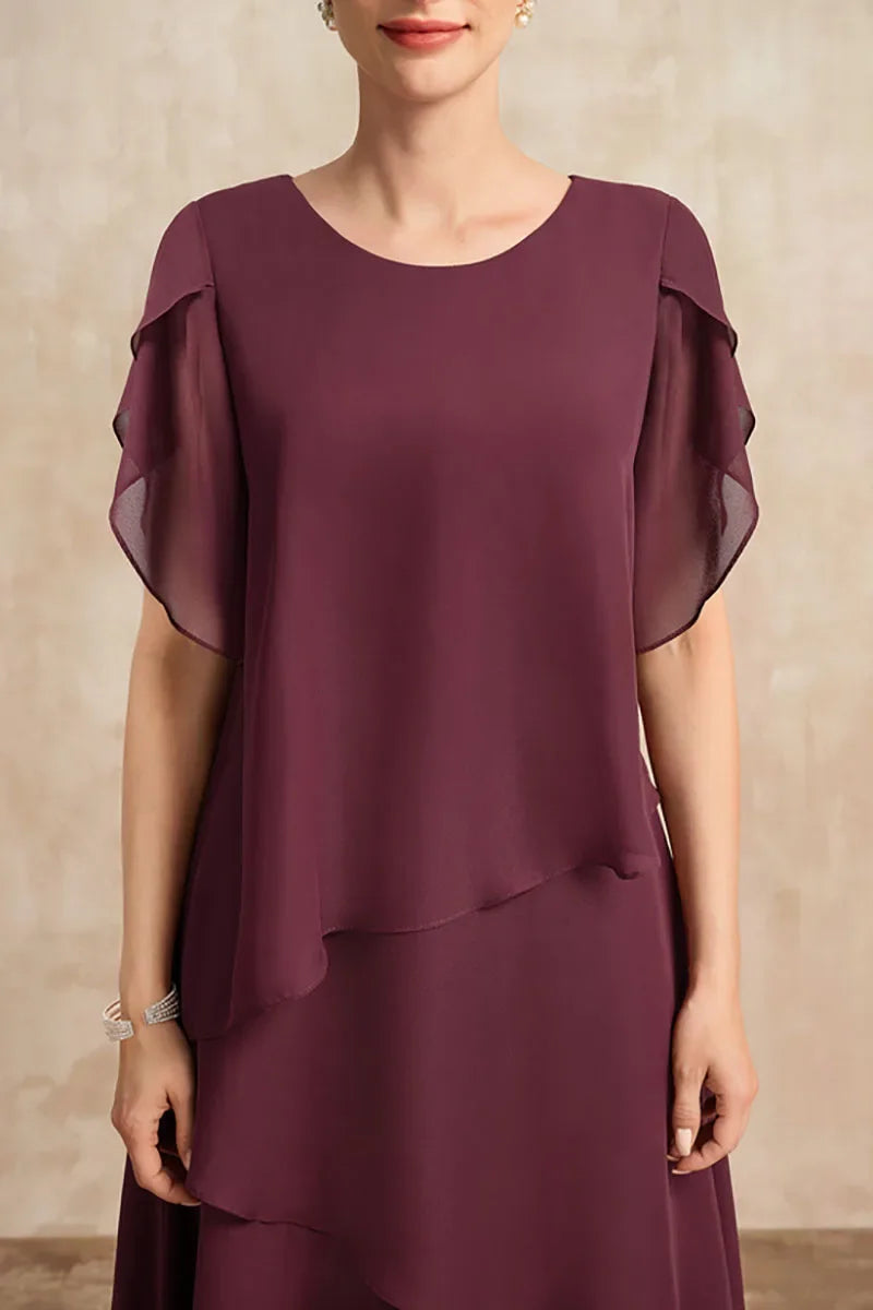Damen Kleid | Volant Rundhals Midi