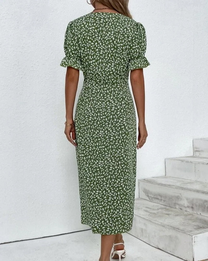 Damen Kleid | V-Ausschnitt Wickel Midi