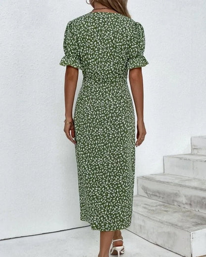Damen Kleid | V-Ausschnitt Wickel Midi