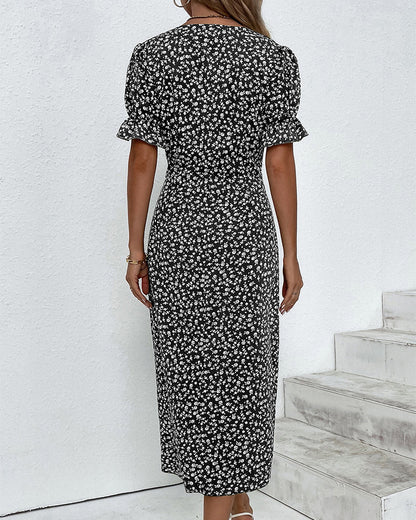 Damen Kleid | V-Ausschnitt Wickel Midi