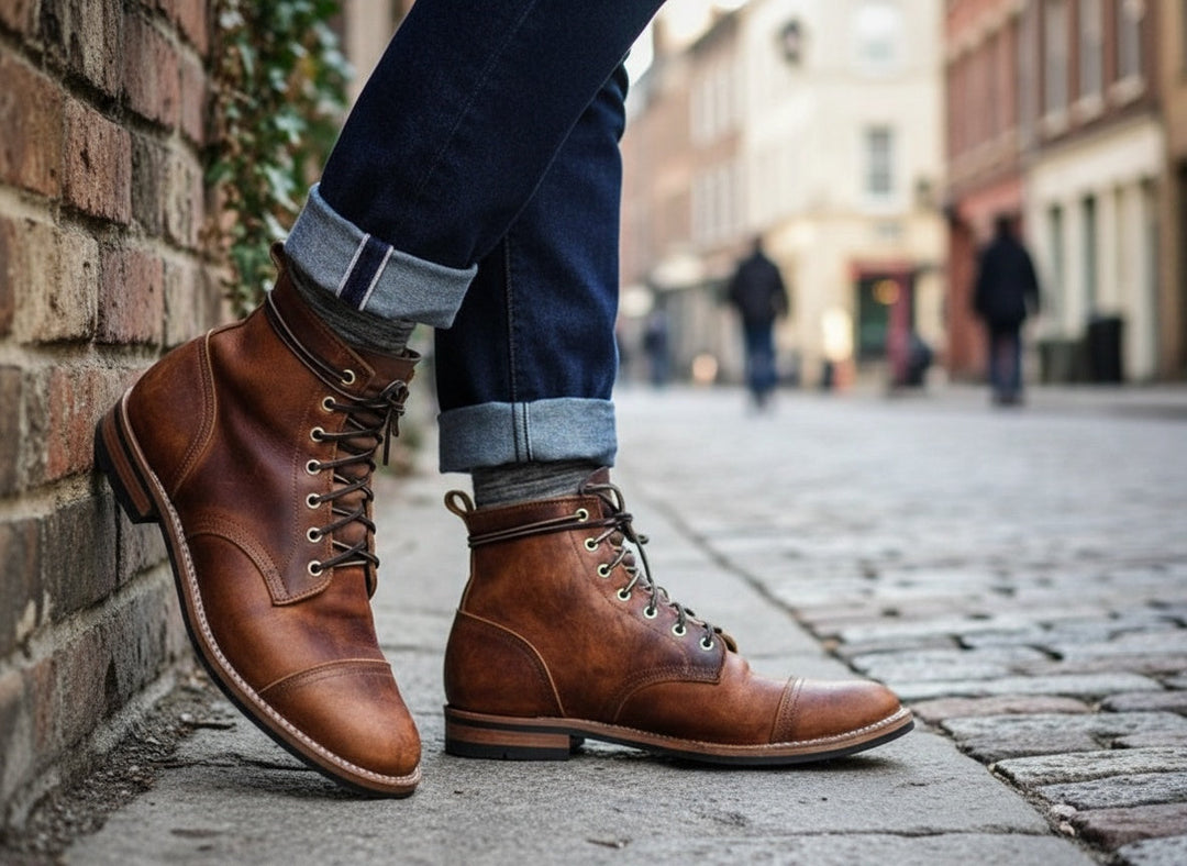 Herrenstiefel | Schnürung Vintage Nahtdetail