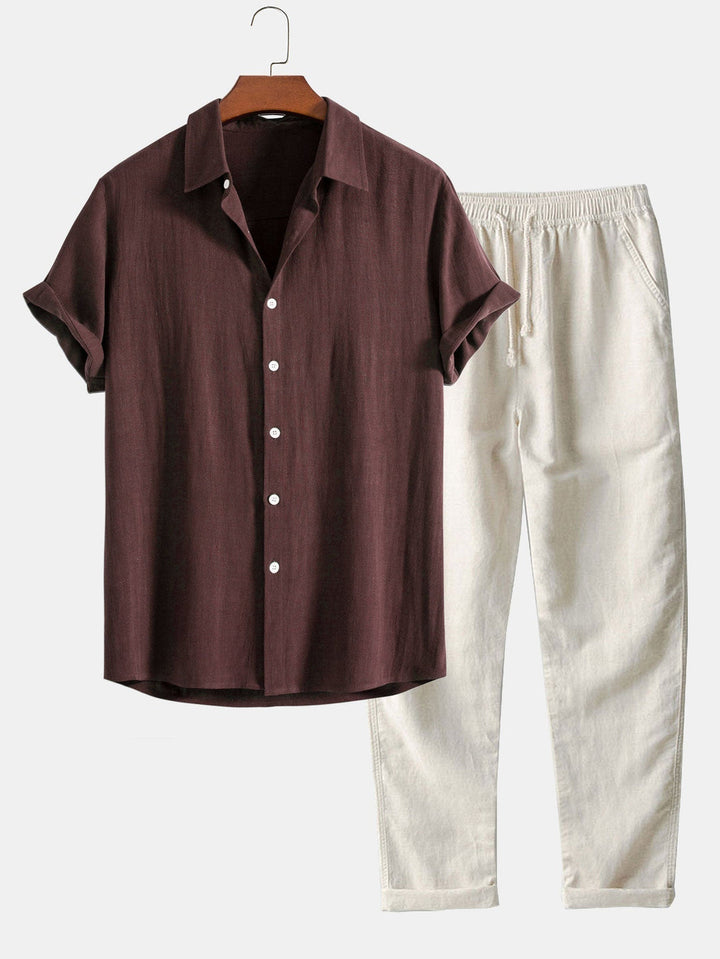 Herren Zweiteiler | Kurzarm Hemd Freizeithose