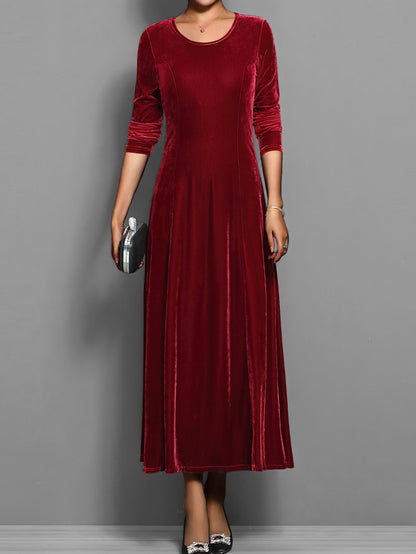 Damen Kleid | Rundhals Langarm Maxi