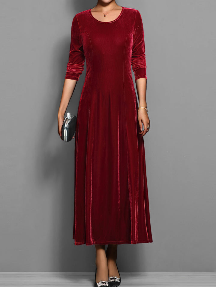 Damen Kleid | Rundhals Langarm Maxi