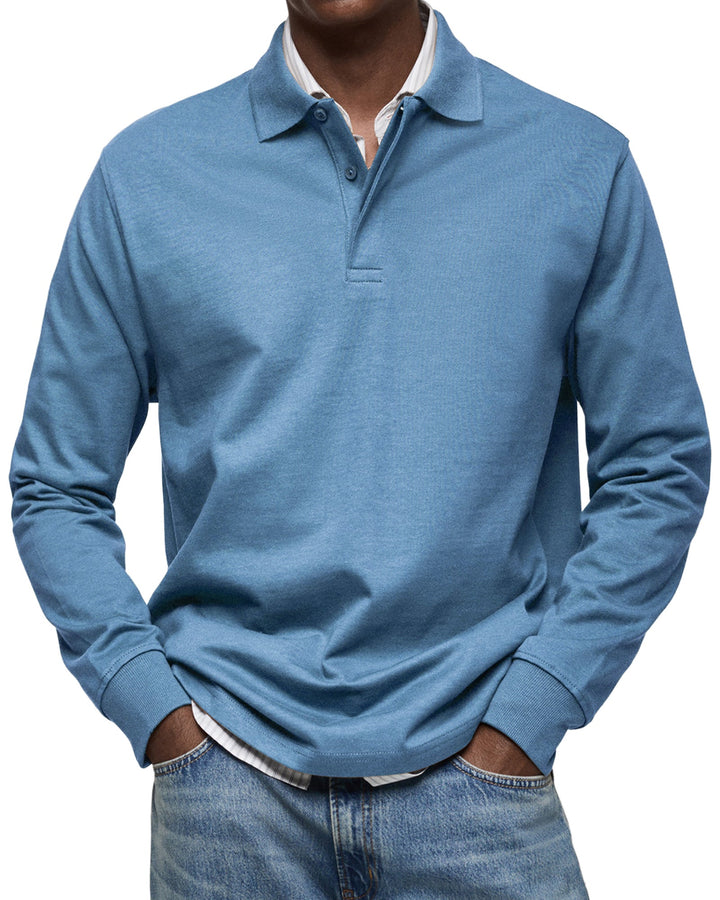 Herren Poloshirt | Langarm Knopfleiste Kragen