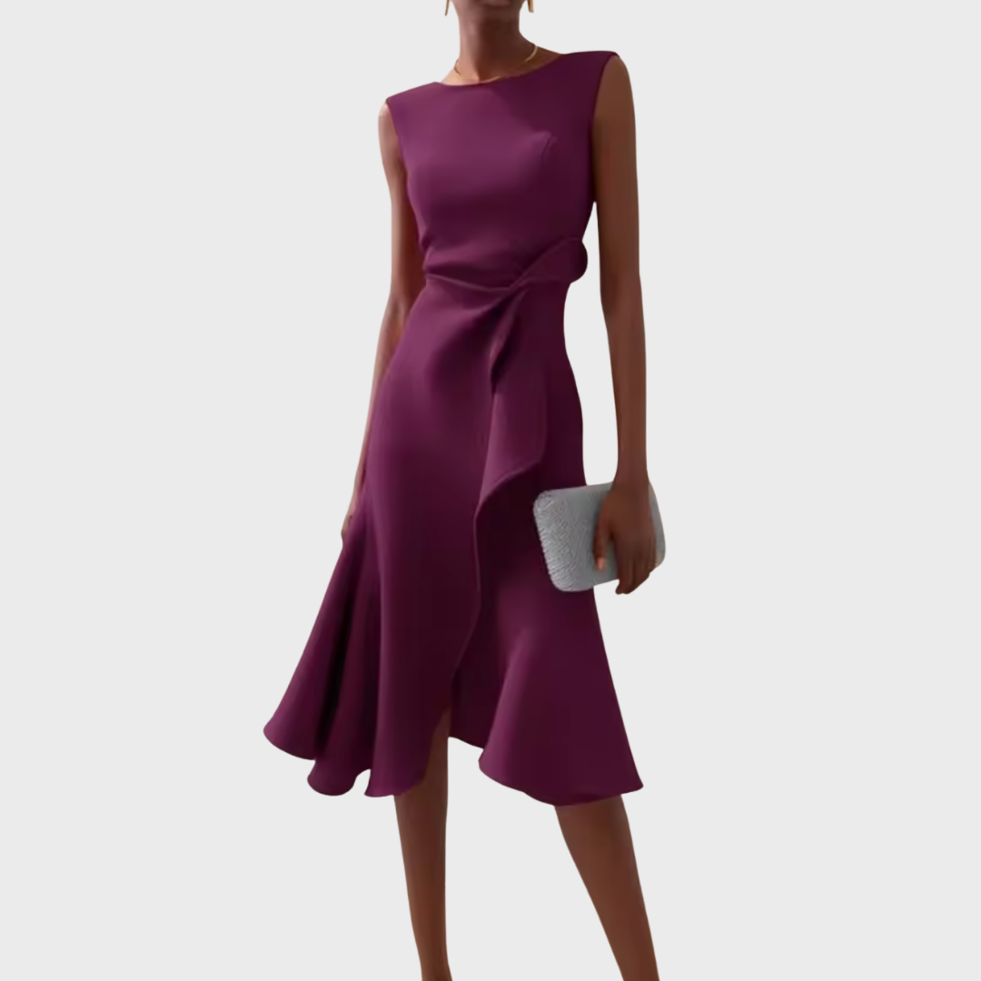 Damen Kleid | Ärmellos Drapiert Midi