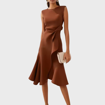 Damen Kleid | Ärmellos Drapiert Midi
