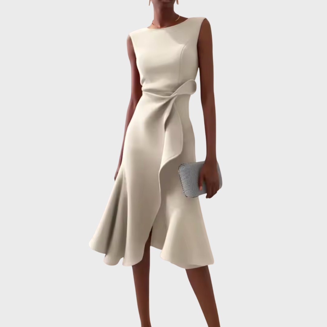 Damen Kleid | Ärmellos Drapiert Midi