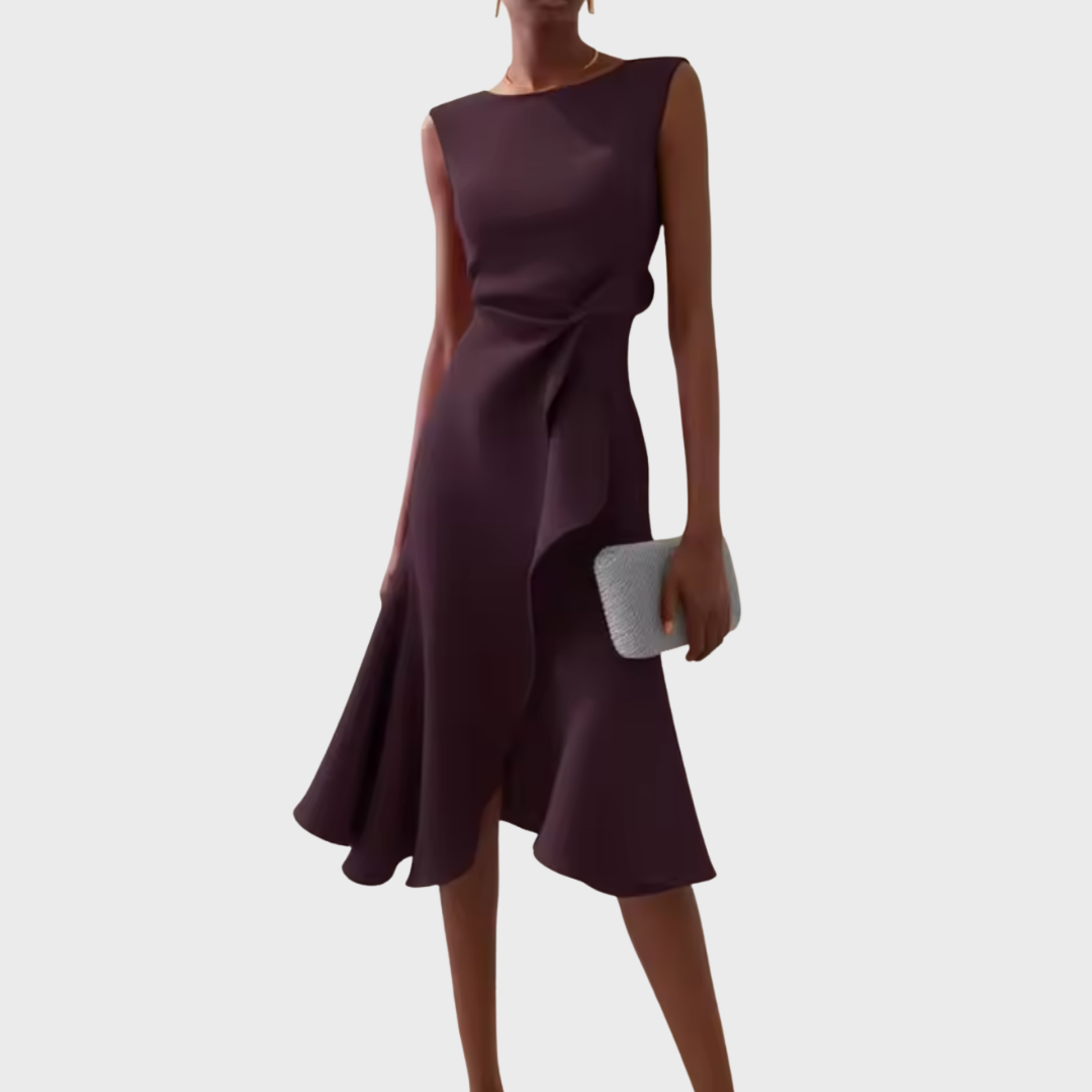 Damen Kleid | Ärmellos Drapiert Midi