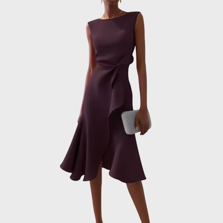 Damen Kleid | Ärmellos Drapiert Midi