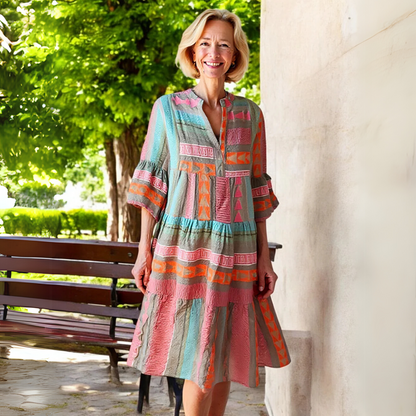 Damen Kleid | Boho Gemustert Locker