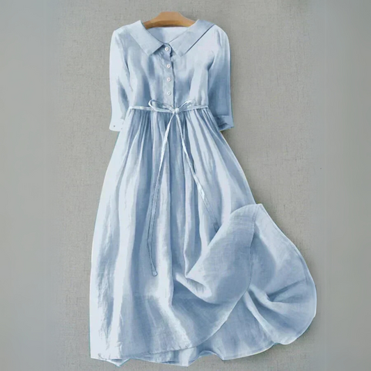 Damen Kleid | Knopfleiste Bindegürtel