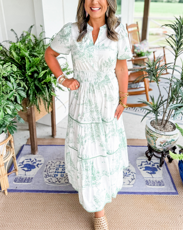 Damen Kleid | Klassische Toile Muster Maxi