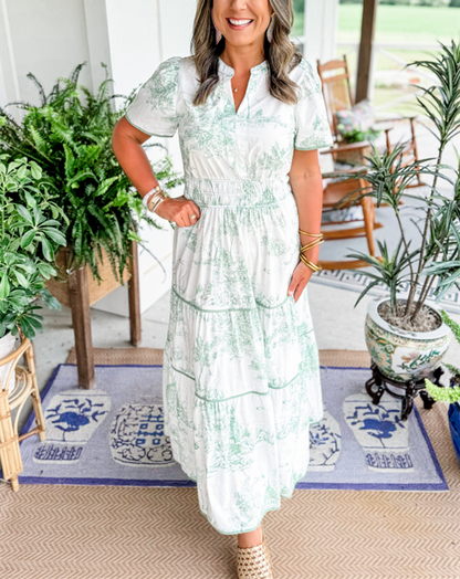 Damen Kleid | Klassische Toile Muster Maxi