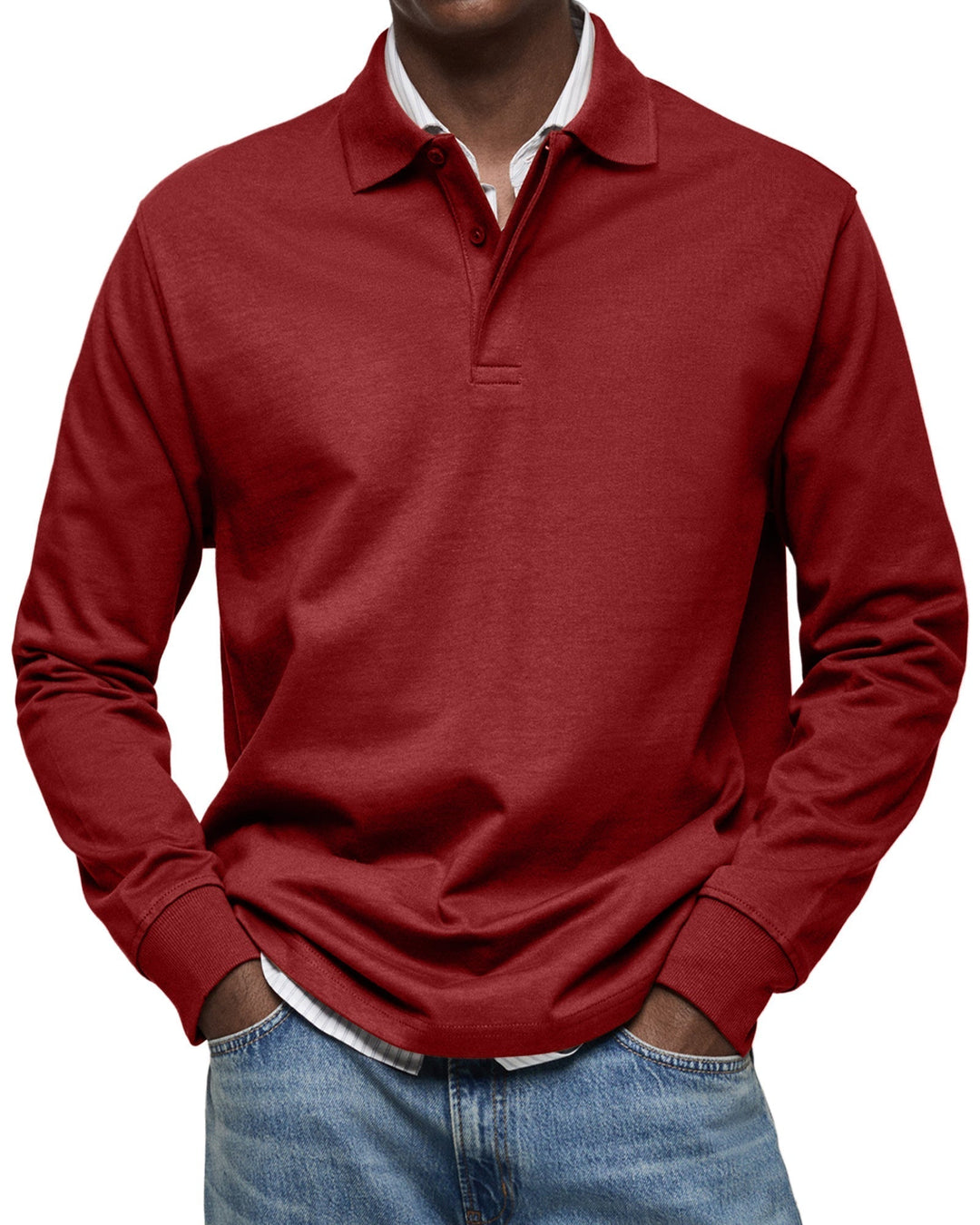 Herren Poloshirt | Langarm Knopfleiste Kragen