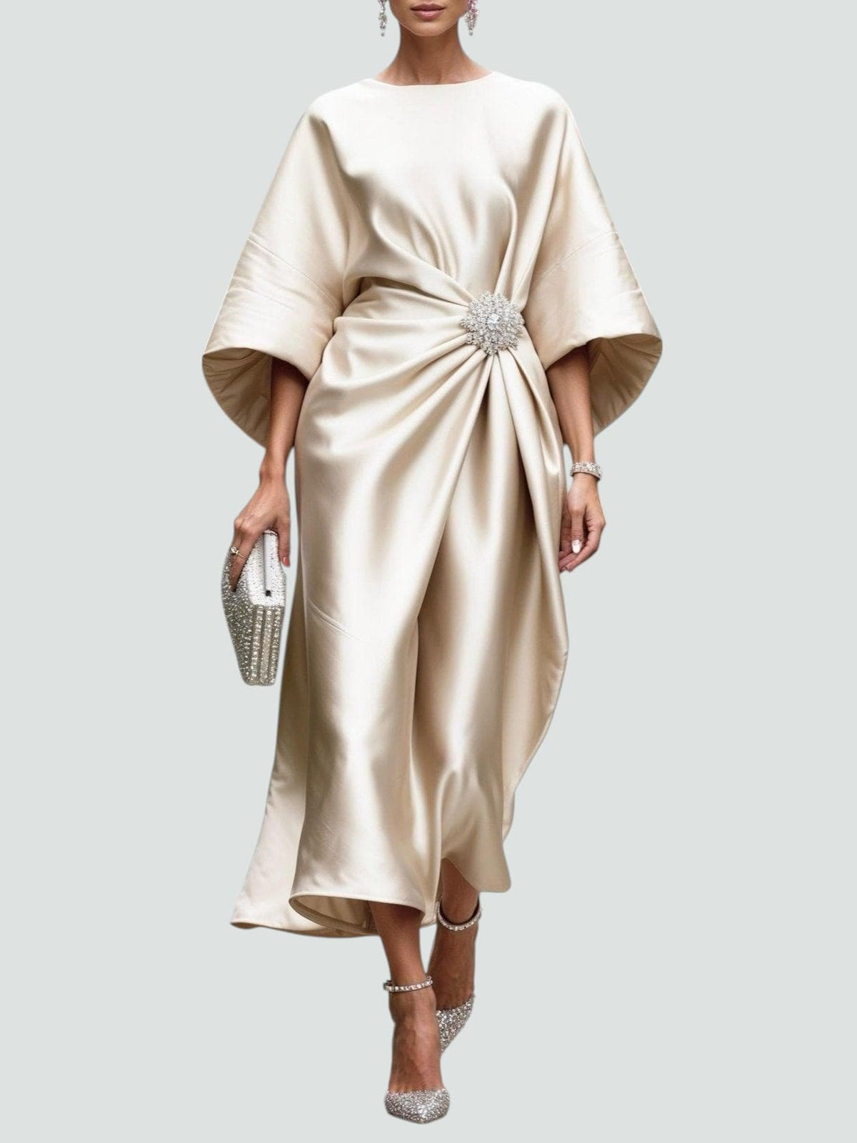Damen Abendkleid | Fledermausärmel Drapiertes