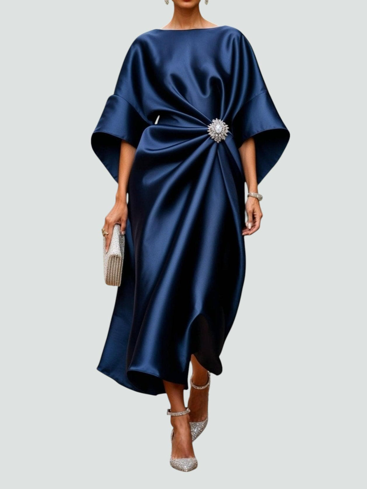 Damen Abendkleid | Fledermausärmel Drapiertes