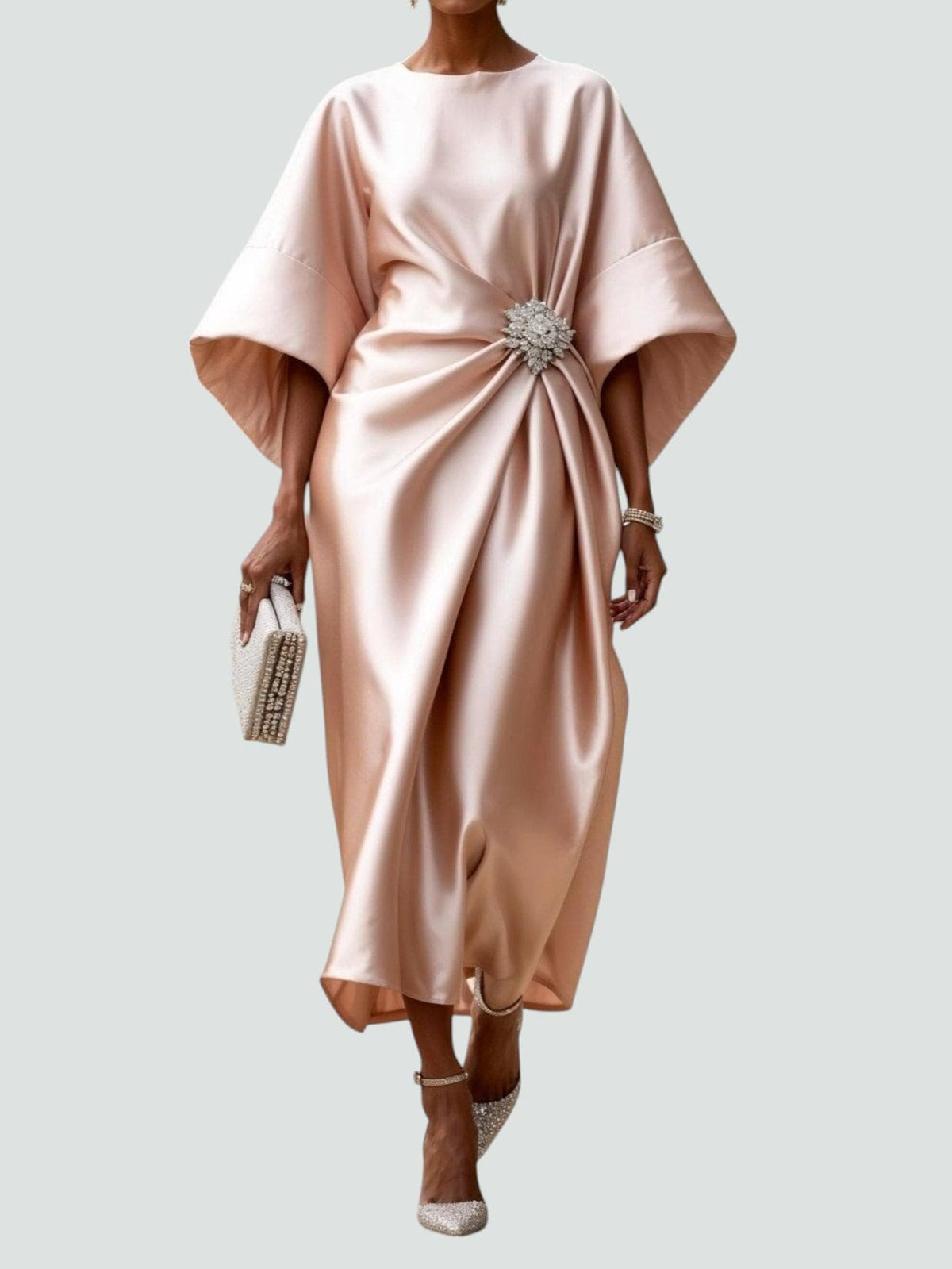 Damen Abendkleid | Fledermausärmel Drapiertes