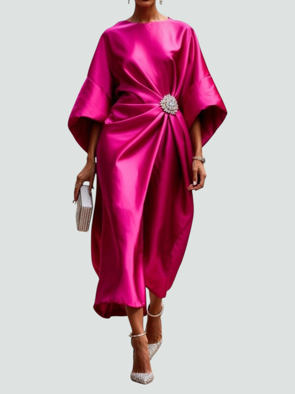 Damen Abendkleid | Fledermausärmel Drapiertes