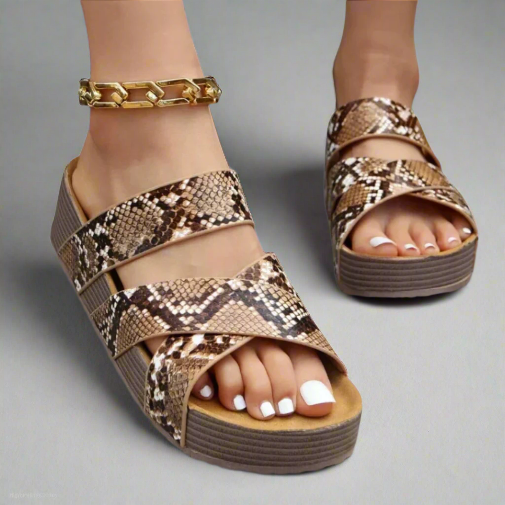 Damen Sandalen | Überkreuzte Riemen mit Plateau