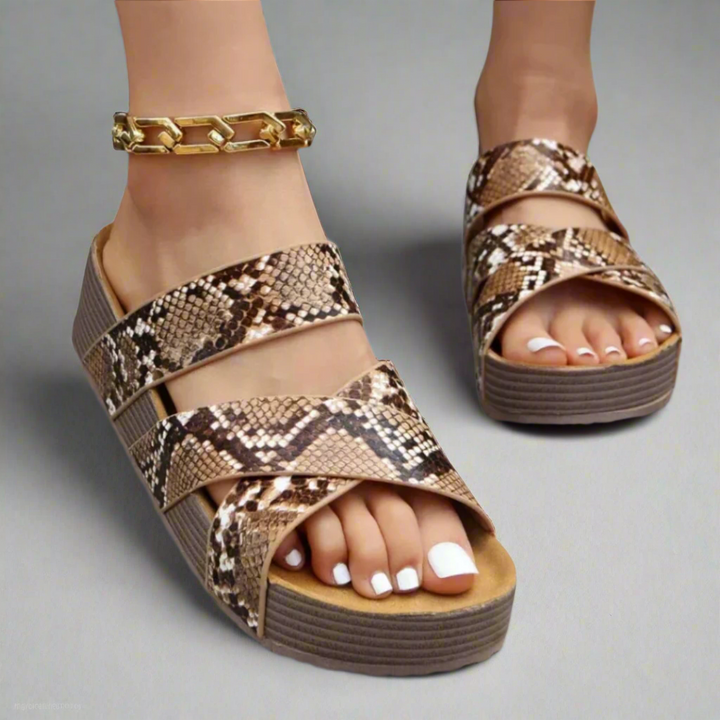 Damen Sandalen | Überkreuzte Riemen mit Plateau