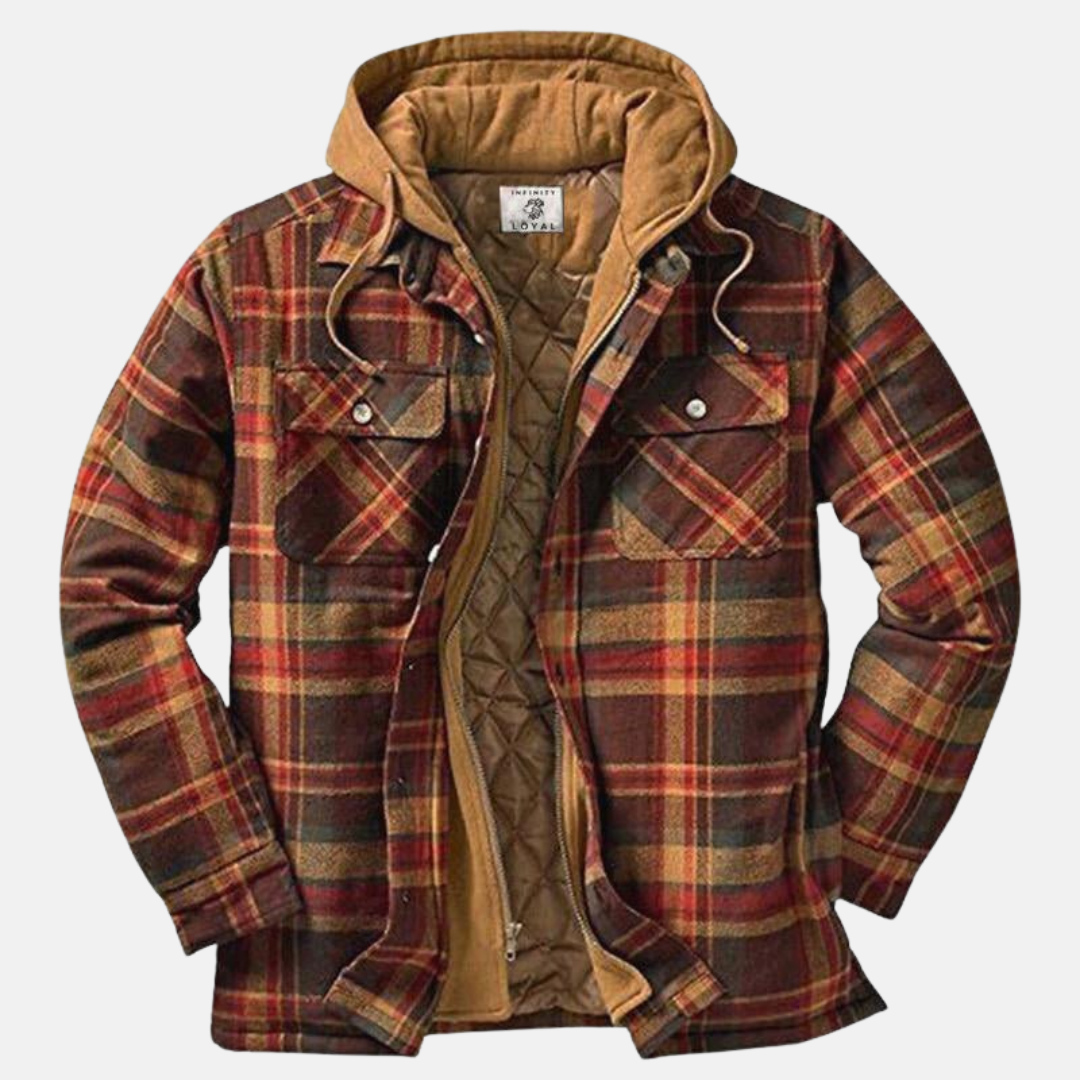 Herren Jacke | Karierte Kapuze Gefüttert