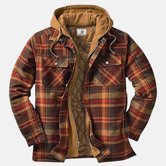 Herren Jacke | Karierte Kapuze Gefüttert
