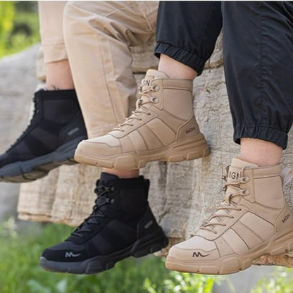 Herren Sicherheitsschuhe Hoch | Atmungsaktive Arbeitsstiefel mit Anti-Rutsch-Sohle