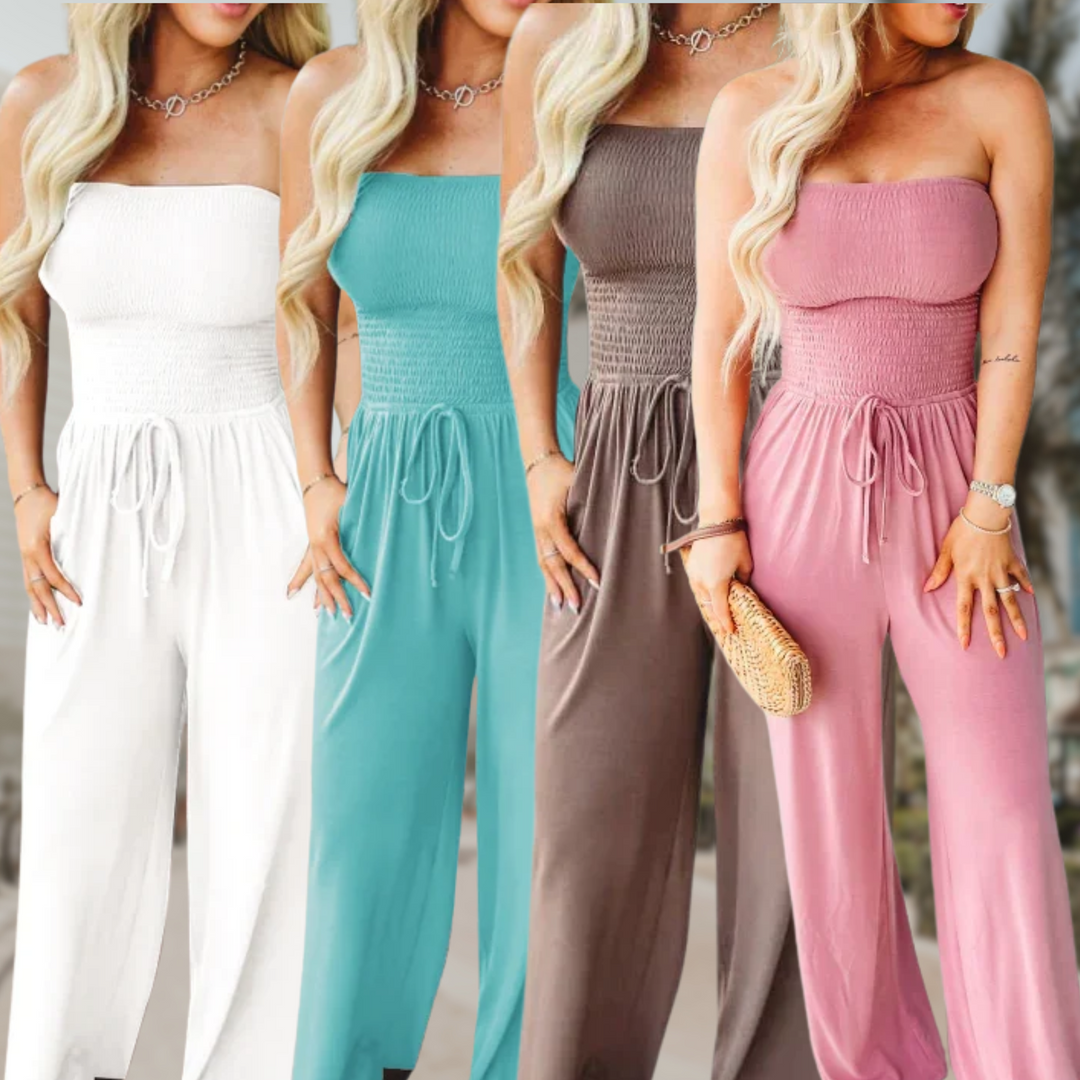 Damen Jumpsuit | Schulterfrei Weites Bein
