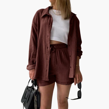Damen-Dreiteiler | Bluse Top und Shorts