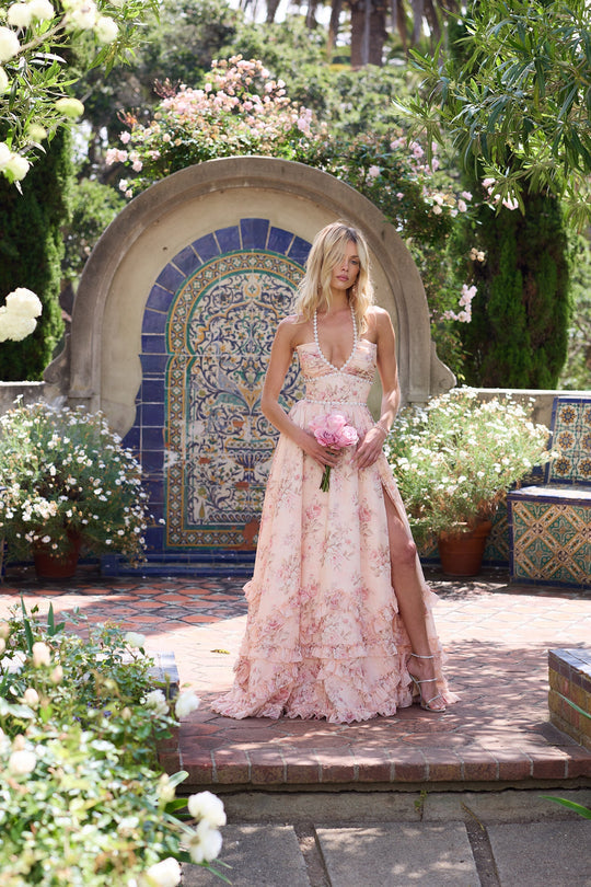 Damen Kleid | Floral Halter Maxi